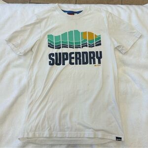 Superdry White and Blue Graphic Short Sleeve Tee